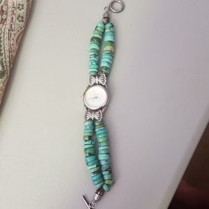 Liberty 1911 coin face watch with turquoise band